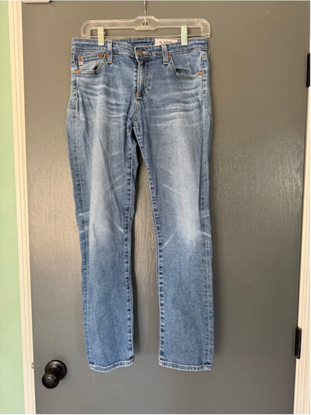 Women's AG Adriano Goldschmied Blue Straight Leg Jeans Size 28